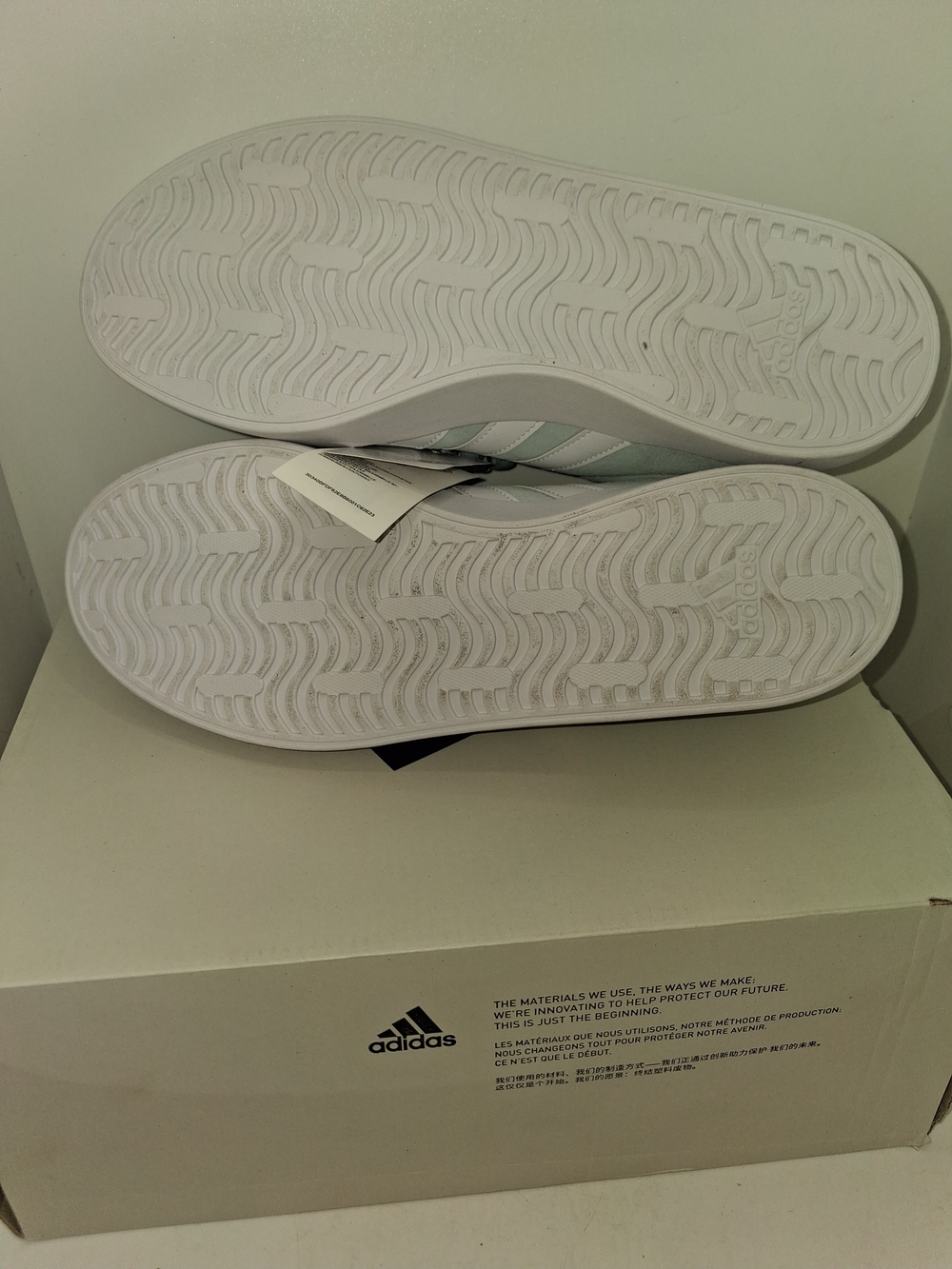 adidas Women's Mint Green Suede Sneakers with White Stripes - Picture 8 of 11